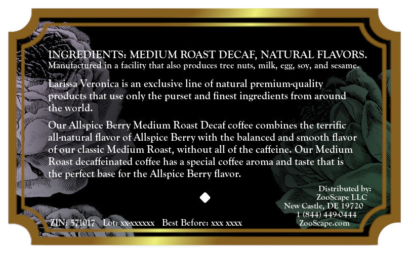 Allspice Berry Medium Roast Decaf Coffee <BR>(Single Serve K-Cup Pods)