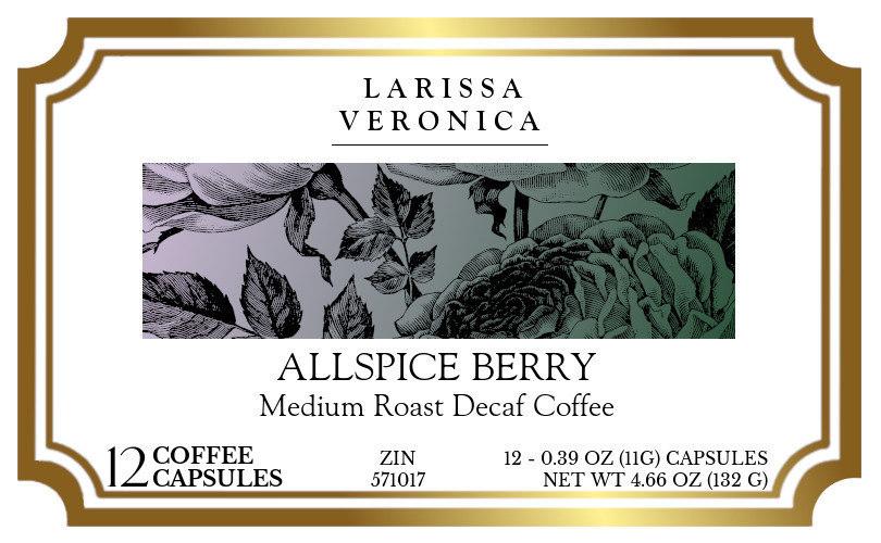 Allspice Berry Medium Roast Decaf Coffee <BR>(Single Serve K-Cup Pods) - Label