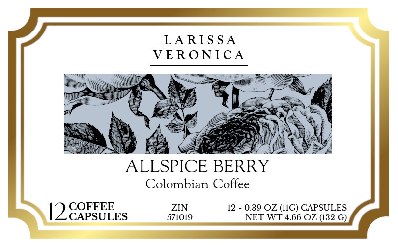 Allspice Berry Colombian Coffee <BR>(Single Serve K-Cup Pods) - Label