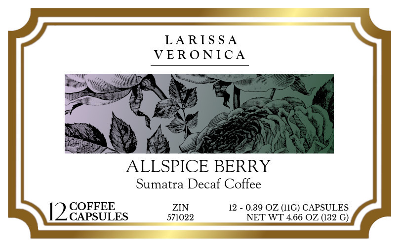 Allspice Berry Sumatra Decaf Coffee <BR>(Single Serve K-Cup Pods) - Label