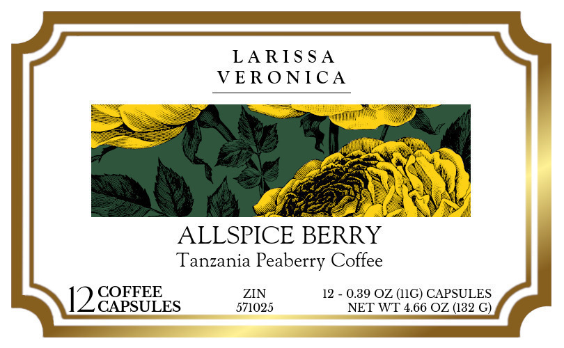Allspice Berry Tanzania Peaberry Coffee <BR>(Single Serve K-Cup Pods) - Label