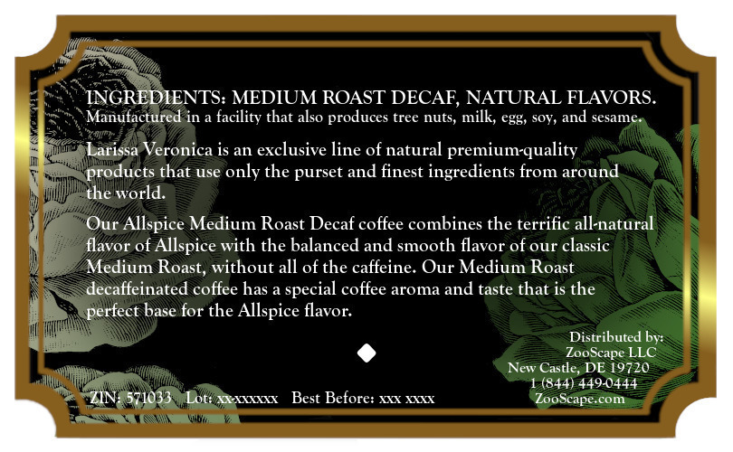 Allspice Medium Roast Decaf Coffee <BR>(Single Serve K-Cup Pods)