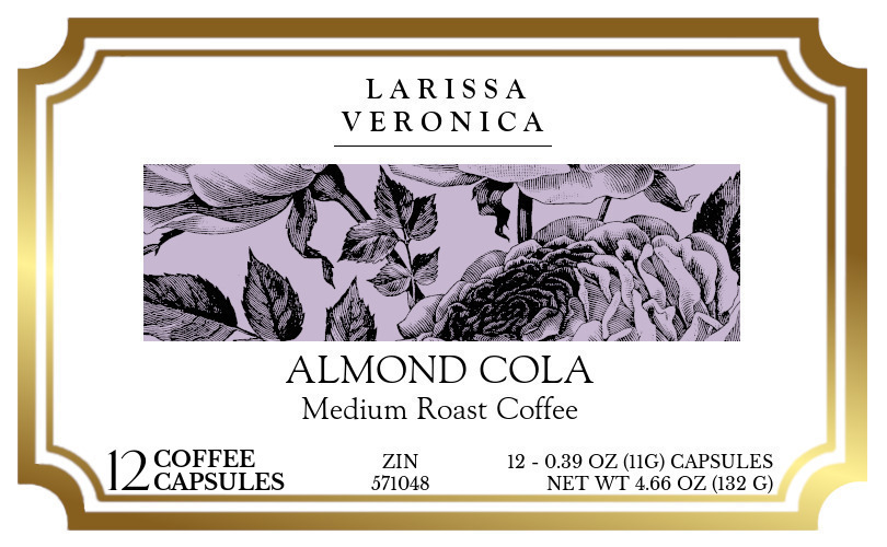 Almond Cola Medium Roast Coffee <BR>(Single Serve K-Cup Pods) - Label