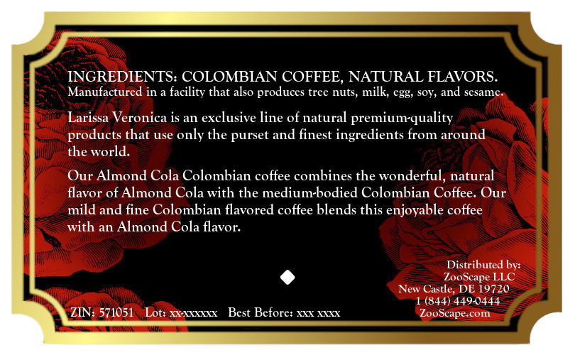 Almond Cola Colombian Coffee <BR>(Single Serve K-Cup Pods)
