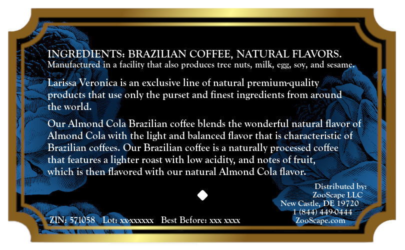 Almond Cola Brazilian Coffee <BR>(Single Serve K-Cup Pods)