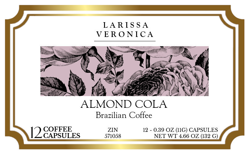 Almond Cola Brazilian Coffee <BR>(Single Serve K-Cup Pods) - Label