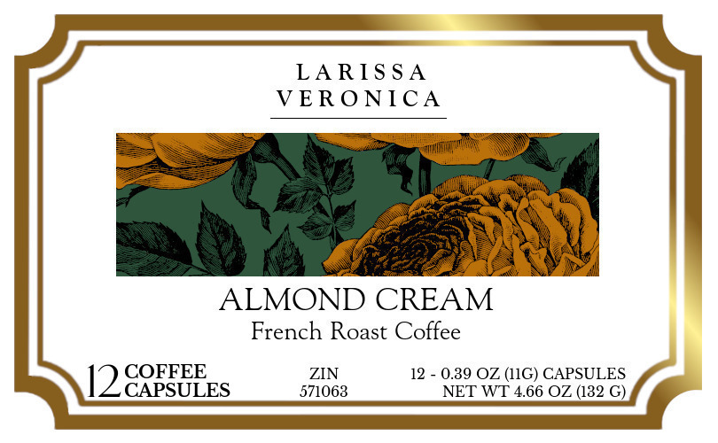 Almond Cream French Roast Coffee <BR>(Single Serve K-Cup Pods) - Label