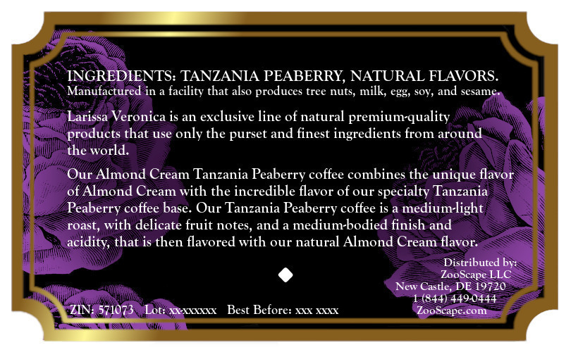 Almond Cream Tanzania Peaberry Coffee <BR>(Single Serve K-Cup Pods)