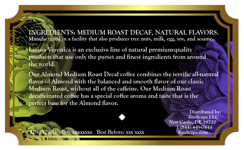 Almond Medium Roast Decaf Coffee <BR>(Single Serve K-Cup Pods)