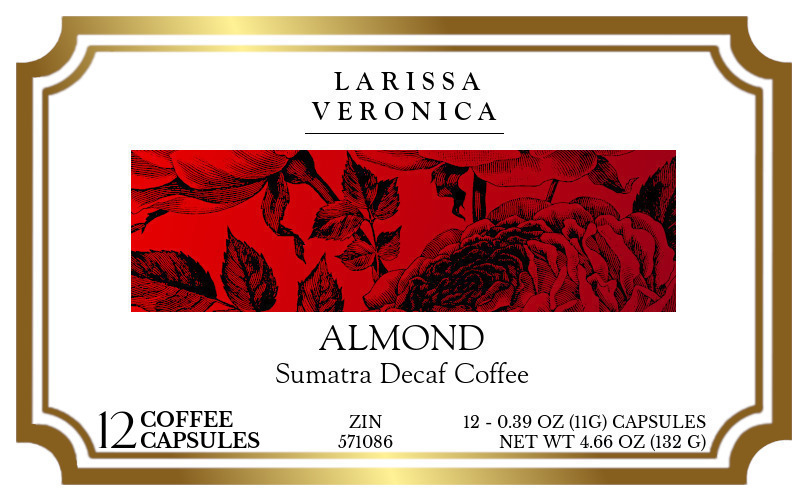 Almond Sumatra Decaf Coffee <BR>(Single Serve K-Cup Pods) - Label