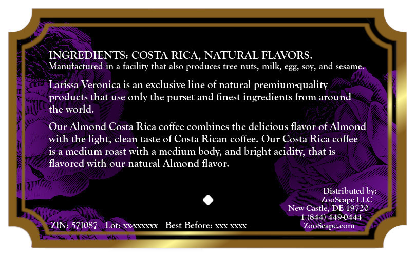 Almond Costa Rica Coffee <BR>(Single Serve K-Cup Pods)
