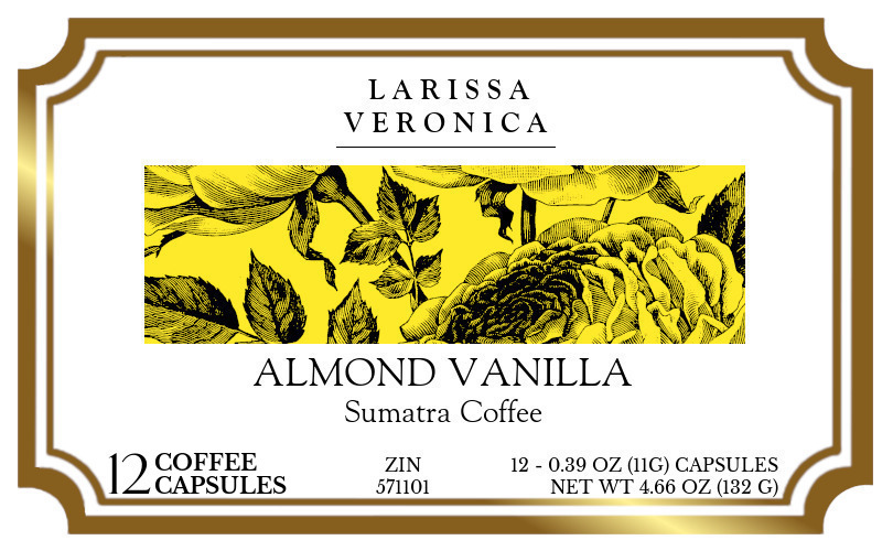 Almond Vanilla Sumatra Coffee <BR>(Single Serve K-Cup Pods) - Label