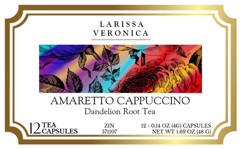 Amaretto Cappuccino Dandelion Root Tea <BR>(Single Serve K-Cup Pods) - Label