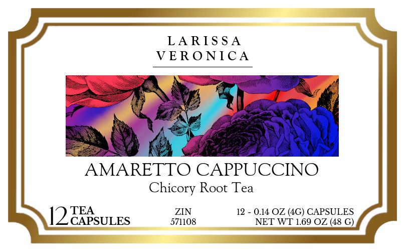 Amaretto Cappuccino Chicory Root Tea <BR>(Single Serve K-Cup Pods) - Label