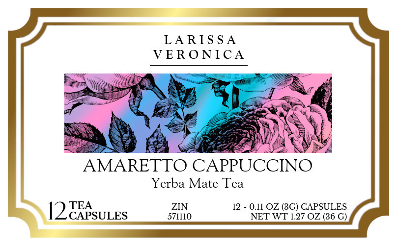 Amaretto Cappuccino Yerba Mate Tea <BR>(Single Serve K-Cup Pods) - Label