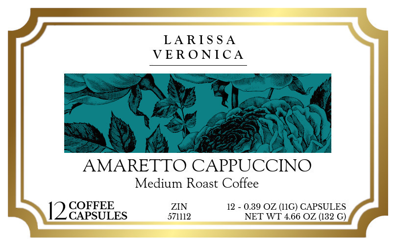Amaretto Cappuccino Medium Roast Coffee <BR>(Single Serve K-Cup Pods) - Label