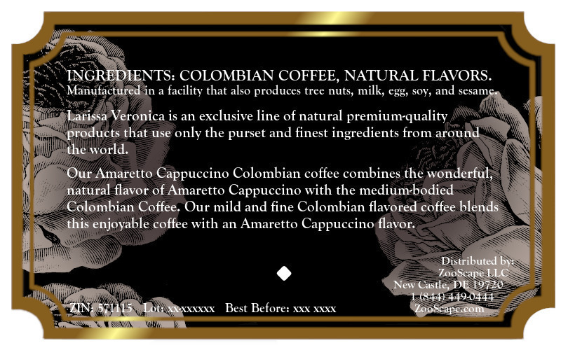Amaretto Cappuccino Colombian Coffee <BR>(Single Serve K-Cup Pods)