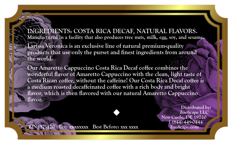 Amaretto Cappuccino Costa Rica Decaf Coffee <BR>(Single Serve K-Cup Pods)