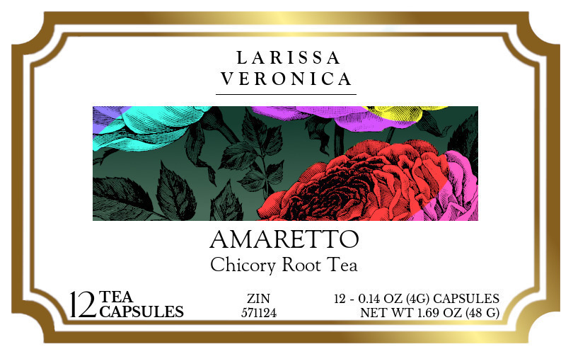 Amaretto Chicory Root Tea <BR>(Single Serve K-Cup Pods) - Label