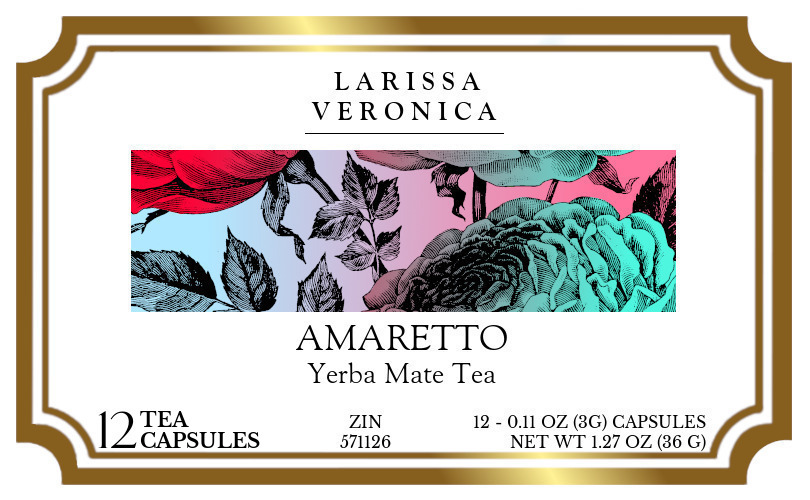 Amaretto Yerba Mate Tea <BR>(Single Serve K-Cup Pods) - Label