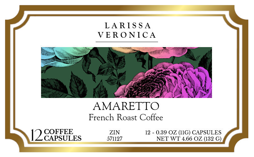 Amaretto French Roast Coffee <BR>(Single Serve K-Cup Pods) - Label