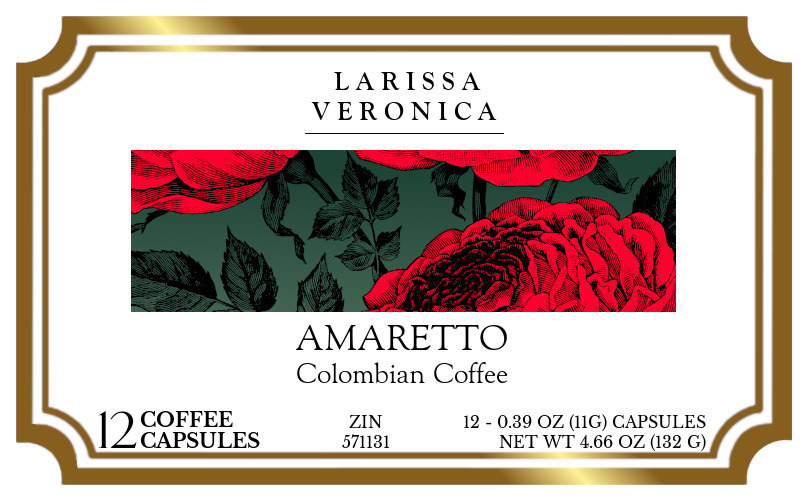 Amaretto Colombian Coffee <BR>(Single Serve K-Cup Pods) - Label