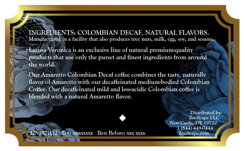 Amaretto Colombian Decaf Coffee <BR>(Single Serve K-Cup Pods)