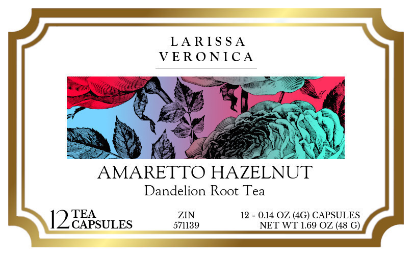 Amaretto Hazelnut Dandelion Root Tea <BR>(Single Serve K-Cup Pods) - Label