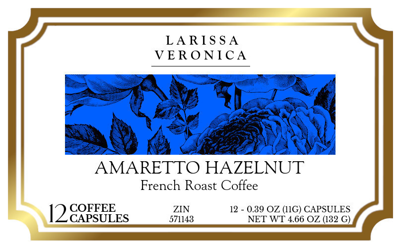 Amaretto Hazelnut French Roast Coffee <BR>(Single Serve K-Cup Pods) - Label
