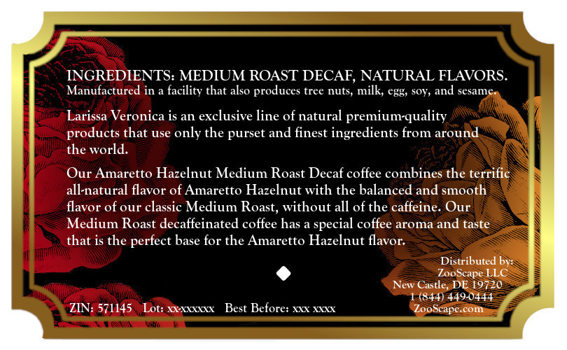 Amaretto Hazelnut Medium Roast Decaf Coffee <BR>(Single Serve K-Cup Pods)