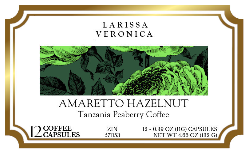 Amaretto Hazelnut Tanzania Peaberry Coffee <BR>(Single Serve K-Cup Pods) - Label
