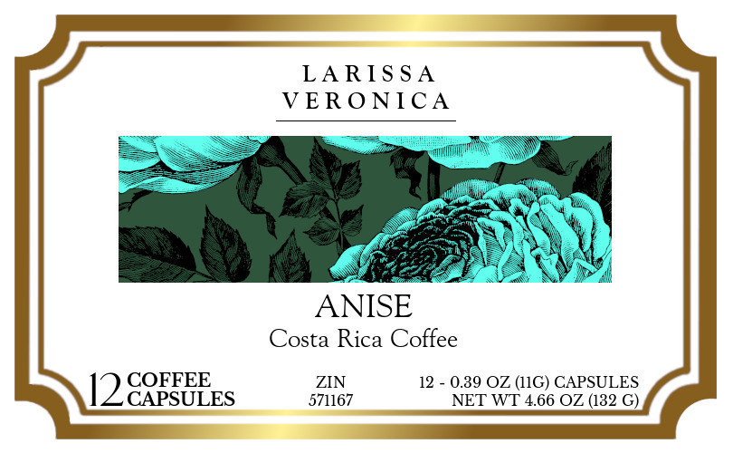 Anise Costa Rica Coffee <BR>(Single Serve K-Cup Pods) - Label