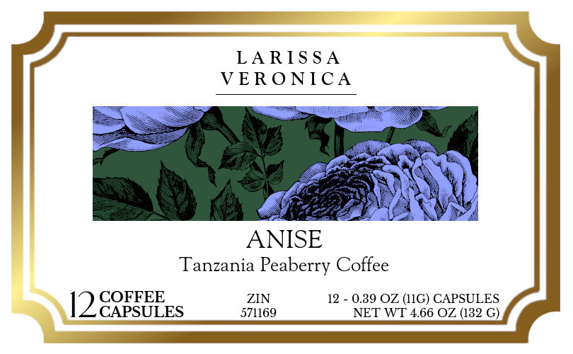 Anise Tanzania Peaberry Coffee <BR>(Single Serve K-Cup Pods) - Label