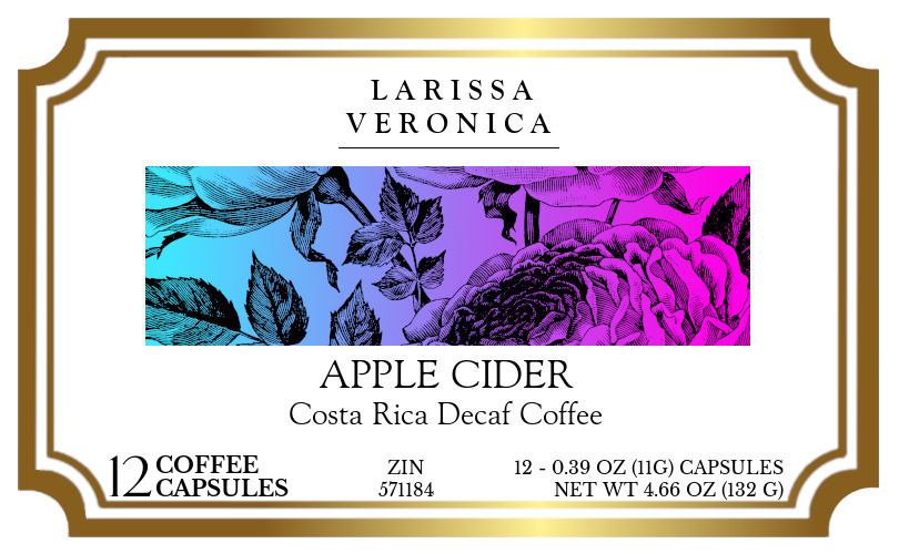 Apple Cider Costa Rica Decaf Coffee <BR>(Single Serve K-Cup Pods) - Label