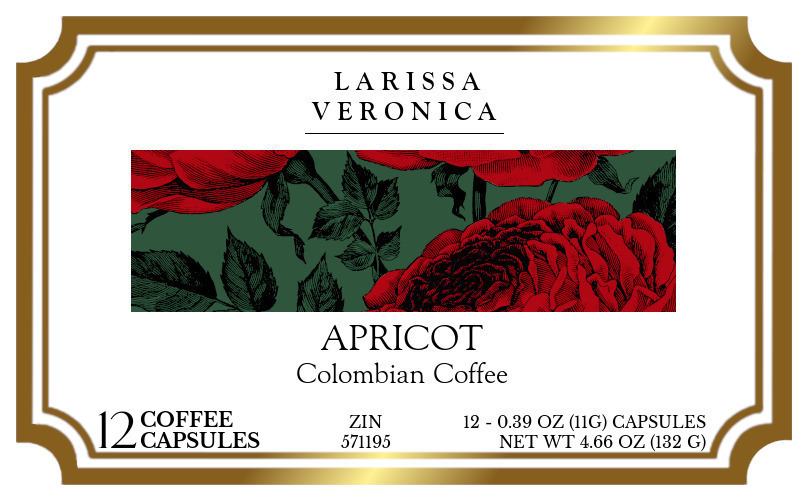 Apricot Colombian Coffee <BR>(Single Serve K-Cup Pods) - Label