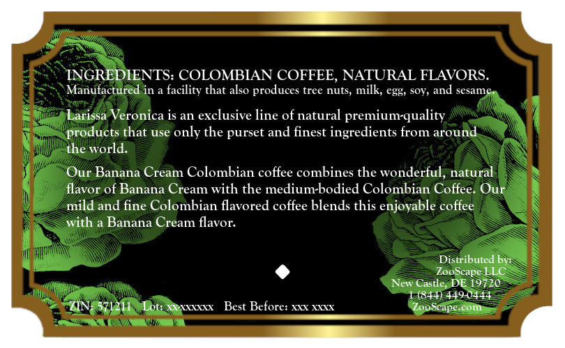 Banana Cream Colombian Coffee <BR>(Single Serve K-Cup Pods)