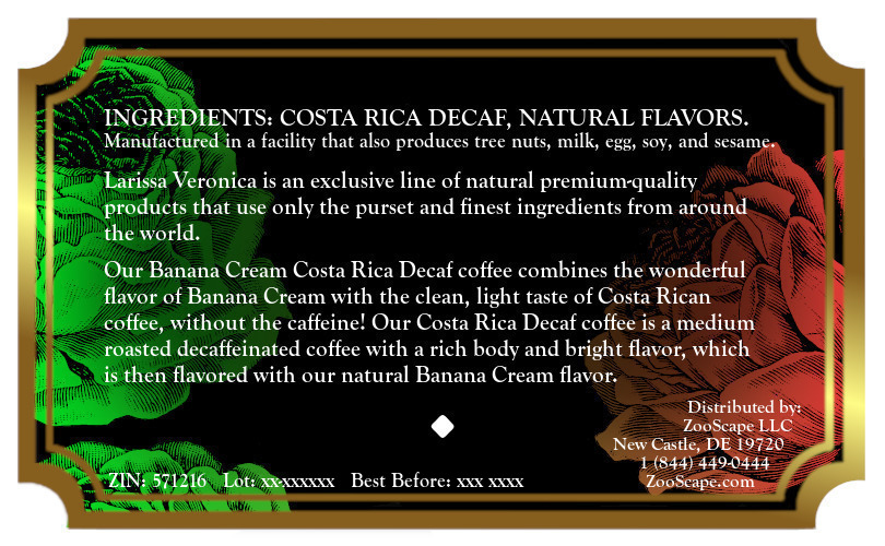 Banana Cream Costa Rica Decaf Coffee <BR>(Single Serve K-Cup Pods)