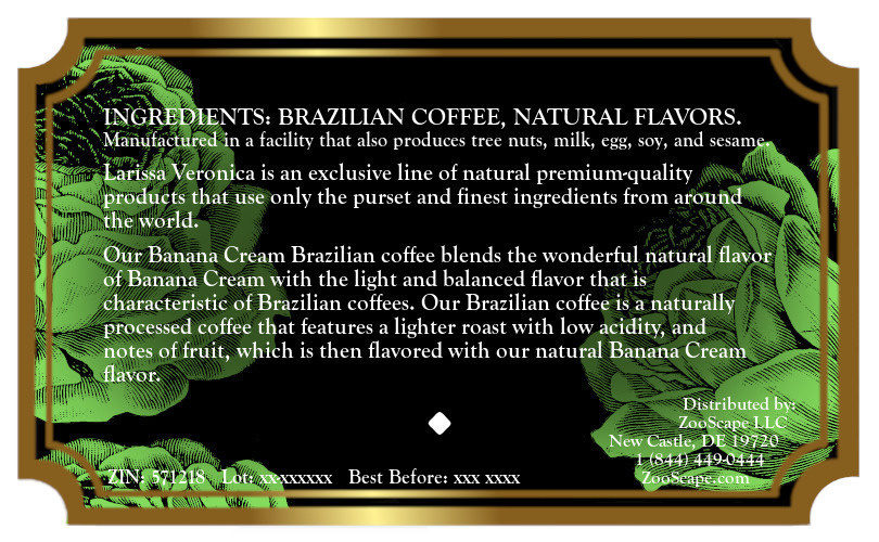 Banana Cream Brazilian Coffee <BR>(Single Serve K-Cup Pods)
