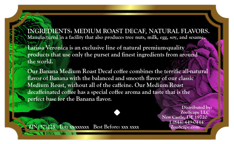Banana Medium Roast Decaf Coffee <BR>(Single Serve K-Cup Pods)