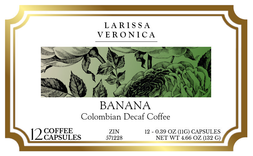 Banana Colombian Decaf Coffee <BR>(Single Serve K-Cup Pods) - Label
