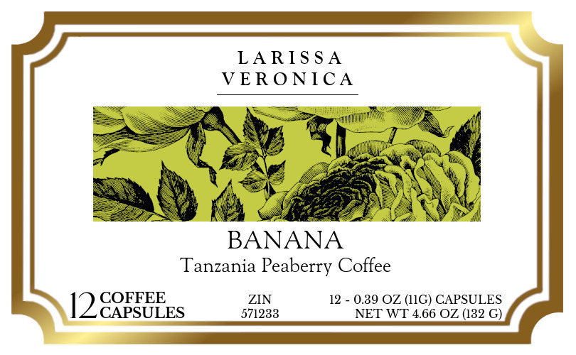 Banana Tanzania Peaberry Coffee <BR>(Single Serve K-Cup Pods) - Label