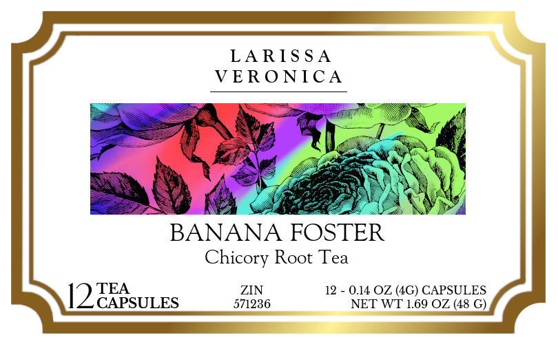 Banana Foster Chicory Root Tea <BR>(Single Serve K-Cup Pods) - Label