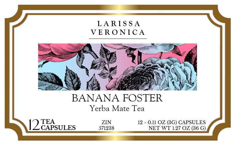 Banana Foster Yerba Mate Tea <BR>(Single Serve K-Cup Pods) - Label