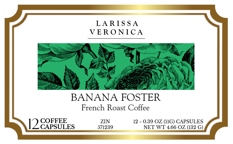 Banana Foster French Roast Coffee <BR>(Single Serve K-Cup Pods) - Label
