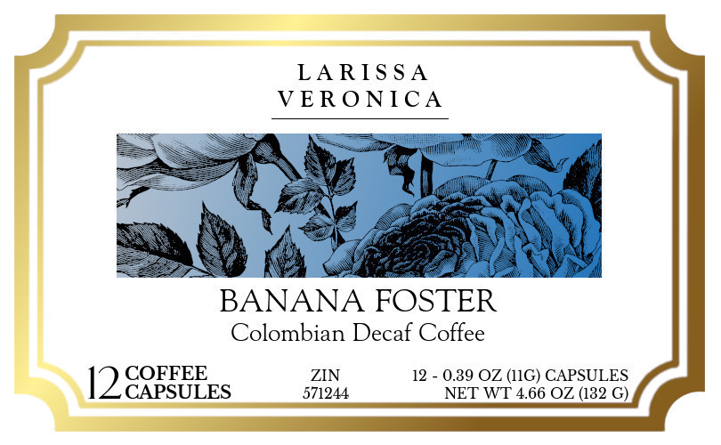 Banana Foster Colombian Decaf Coffee <BR>(Single Serve K-Cup Pods) - Label