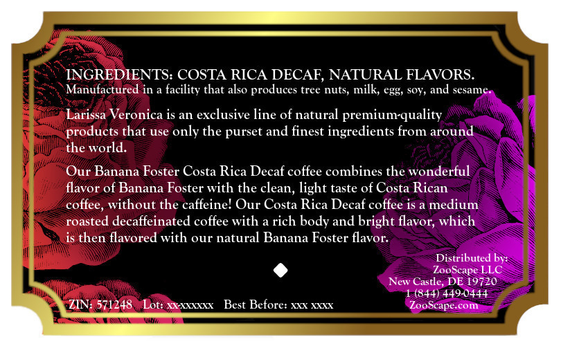 Banana Foster Costa Rica Decaf Coffee <BR>(Single Serve K-Cup Pods)