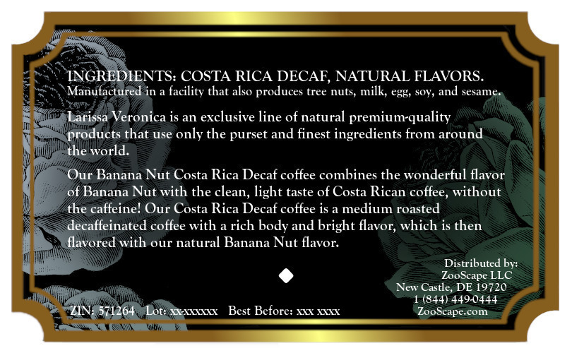 Banana Nut Costa Rica Decaf Coffee <BR>(Single Serve K-Cup Pods)