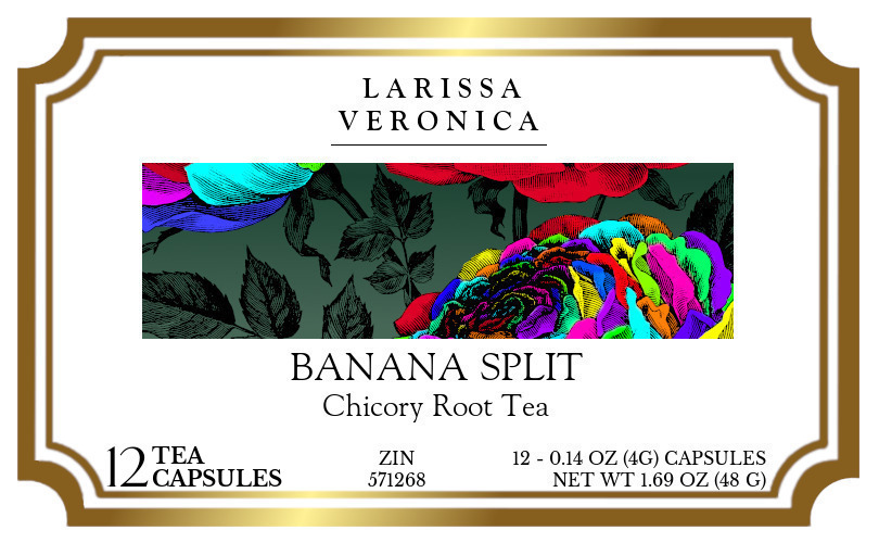 Banana Split Chicory Root Tea <BR>(Single Serve K-Cup Pods) - Label