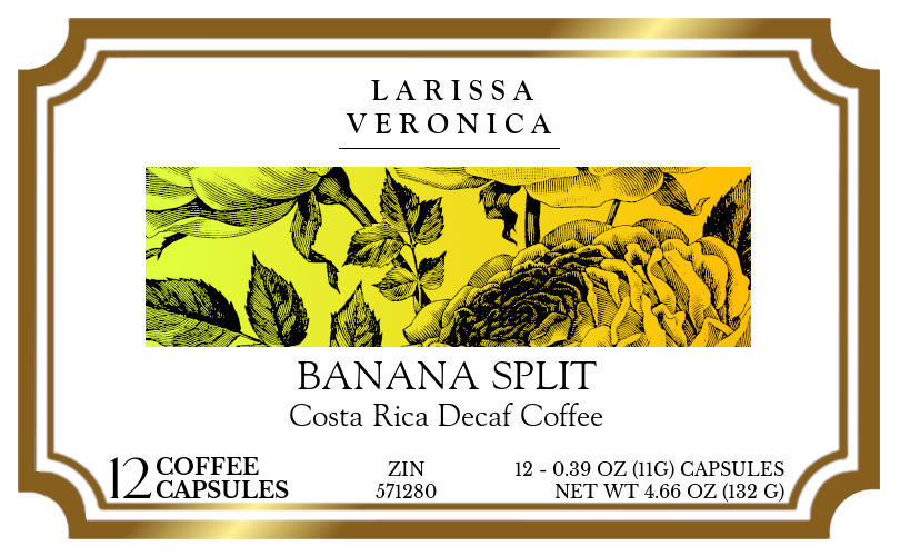 Banana Split Costa Rica Decaf Coffee <BR>(Single Serve K-Cup Pods) - Label