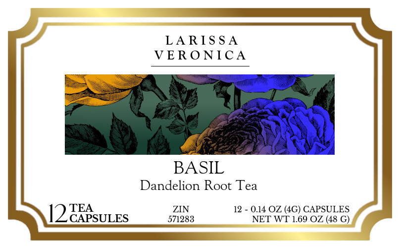 Basil Dandelion Root Tea <BR>(Single Serve K-Cup Pods) - Label